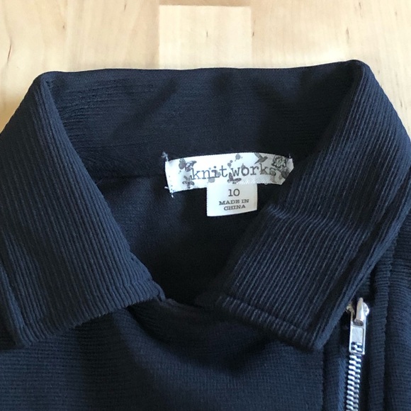 Knitworks Black Moto Jacket Girls Sz 10 - Picture 5 of 7